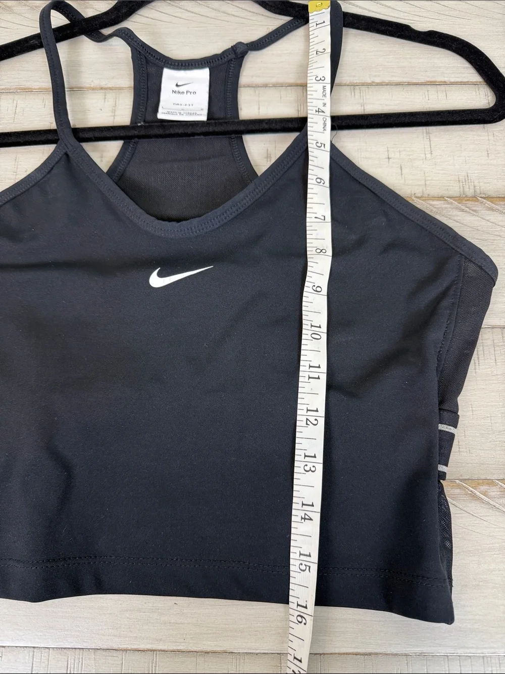 Nike Black Cropped Sports Tank with White Swoosh